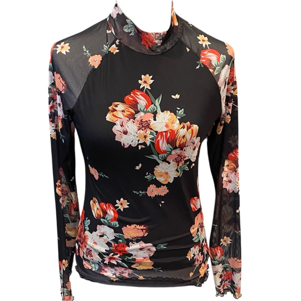 Dealmore Sheer Black Floral Top